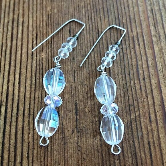 *Crystal Ladies Dangle Beaded Earrings, Handmade Ladies Earrings - Picture 1 of 2